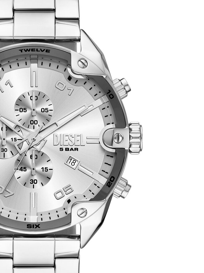 Diesel Годинник Diesel Spiked Chronograph DZ4677 Срібний
