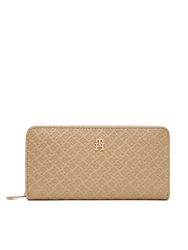 Tommy Hilfiger Geldbörse Tommy Hilfiger Th Icon Lrg Za Mono AW0AW18482 Beige