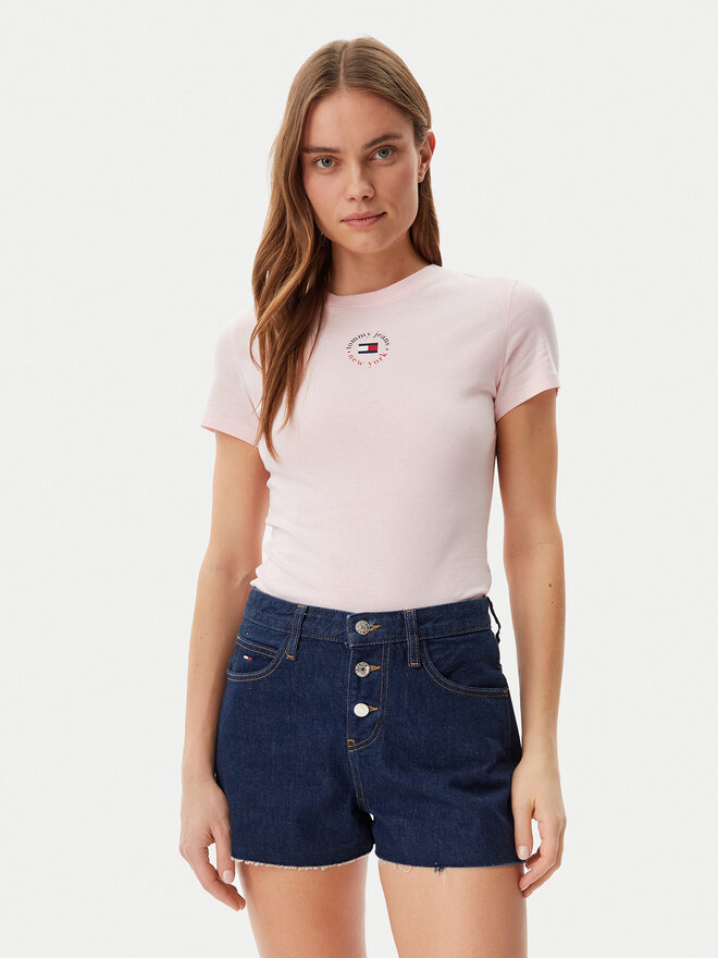 Tommy Jeans Tommy Jeans Marškinėliai Essential DW0DW20316 Rožinė Slim Fit