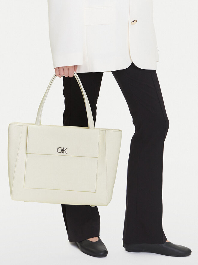 Calvin Klein Τσάντα Calvin Klein Ck Medium Shopper_Tex K60K613178 Λευκό