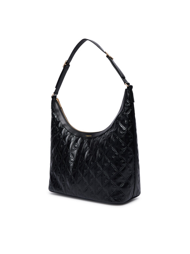 Calvin Klein Handtasche Calvin Klein Emblem Aop Debossed Medium Shbag LV04F3875G Schwarz