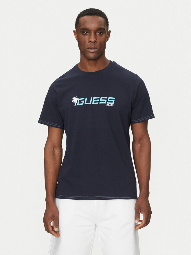 Guess Guess Marškinėliai F5GI06 I3Z14 Tamsiai mėlyna Regular Fit