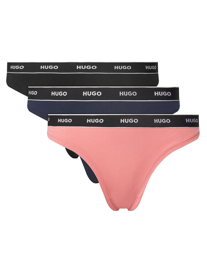HUGO HUGO Σετ 3 τεμάχια στρίνγκ Triplet Thong Stripe 50545680 Έγχρωμο