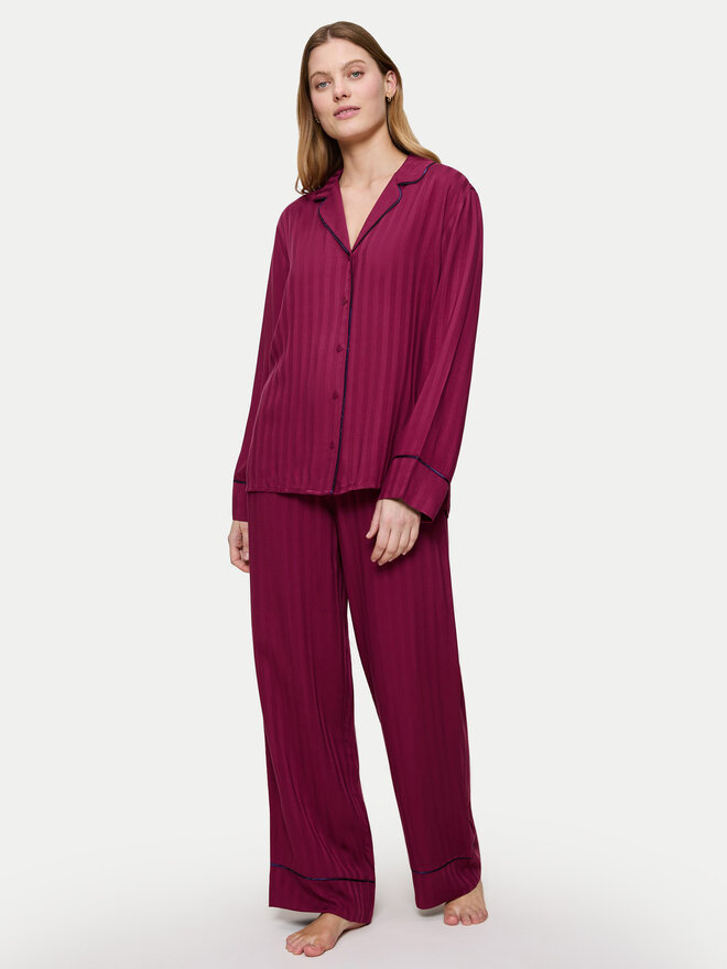 Triumph Triumph Pyjama Amourette Jacquard 10225073 Dunkelrot Relaxed Fit