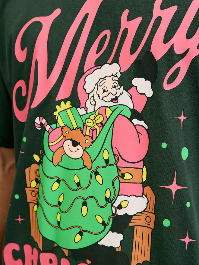 Jack & Jones Jack & Jones Póló Holiday Cartoon 12287550 Zöld Relaxed Fit