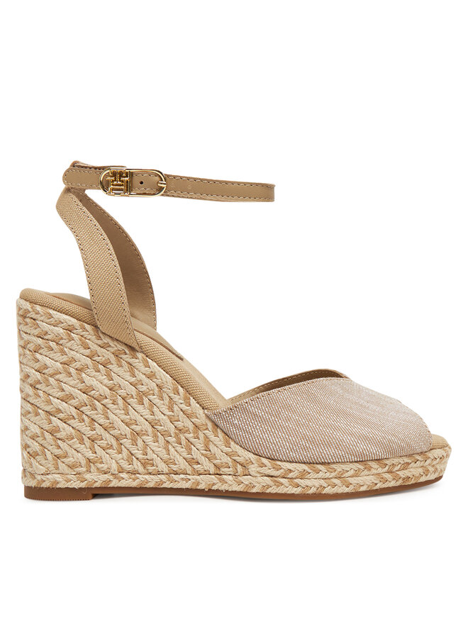 Tommy Hilfiger Espadryle Tommy Hilfiger Chambray High Wedge Espadrille FW0FW08588 Beżowy