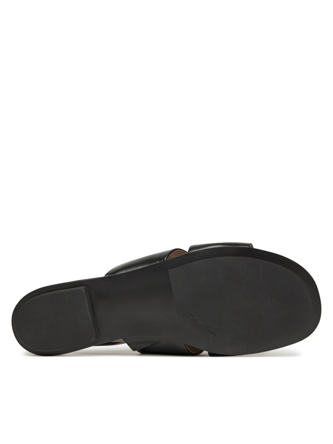 Calvin Klein Pantoletten Calvin Klein Flat Slide - Lth 2 Straps HW0HW02365 Schwarz