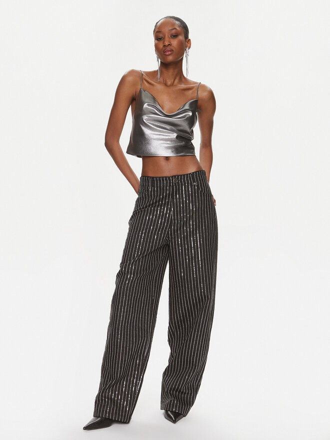 ROTATE ROTATE Τοπ Metallic Crop Top 1116512293 Ασημί Regular Fit