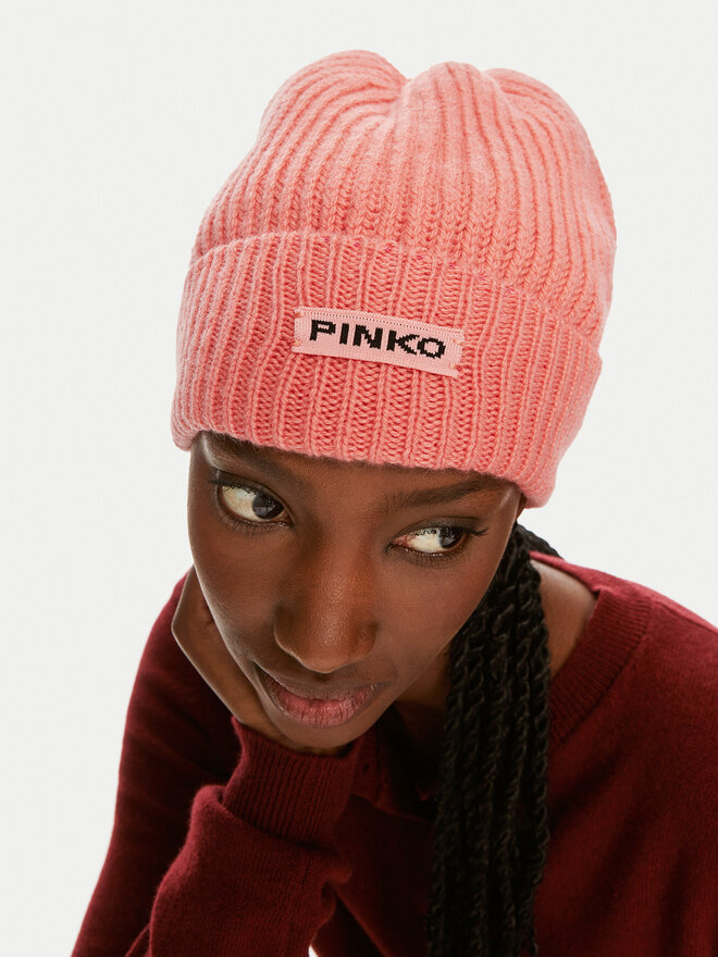 PINKO Cepure Pinko Lambkin Cuffia AI 24-25 BLK01 104489 A1CH Koraļļu