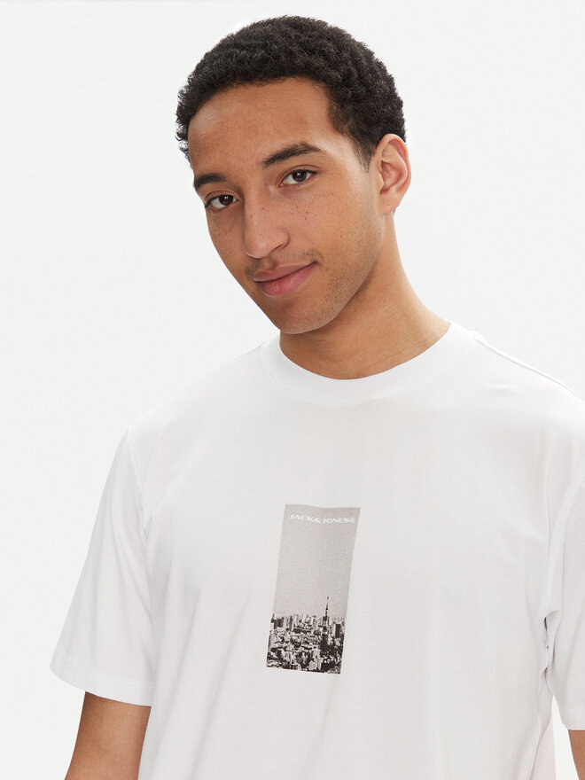 Jack&Jones Jack&Jones Marškinėliai Pacer Photo 12273775 Balta Relaxed Fit