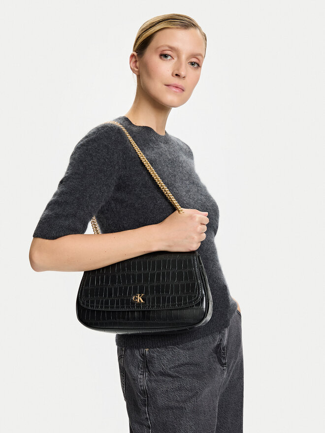 Calvin Klein Bolso Calvin Klein Ck Croc Conv Chain Medium Bag LV04F3284G Negro