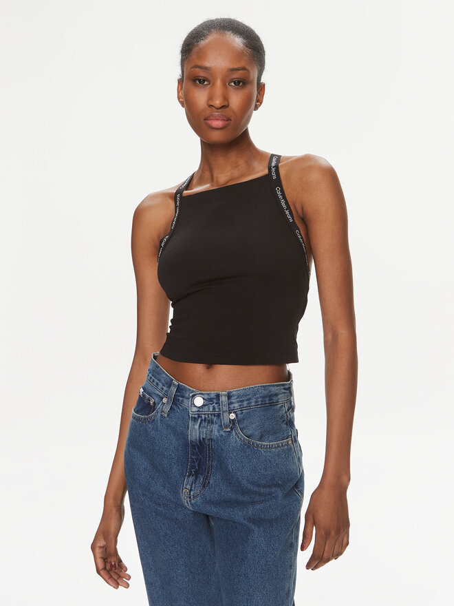 Calvin Klein Jeans Calvin Klein Jeans Top Logo J20J223110 Schwarz Slim Fit