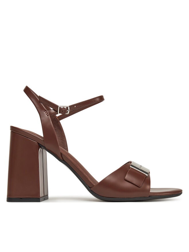 Calvin Klein Sandały Calvin Klein Heel Sandal 85 W/Ck Hw - Lth HW0HW02485 Brązowy
