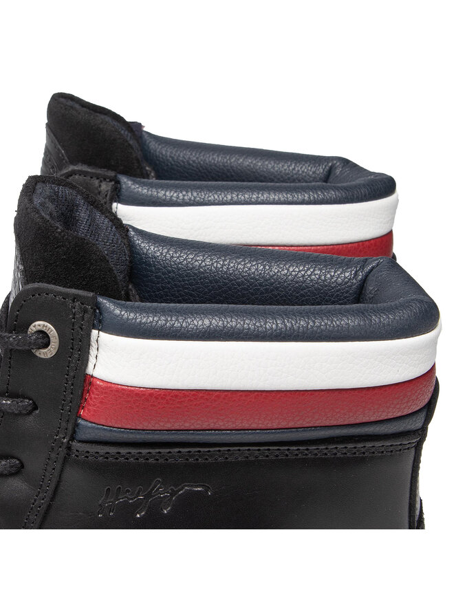 Tommy Hilfiger Zimske čizme Tommy Hilfiger Elevated Rwb Collar Lth Boot FM0FM03825 Crna