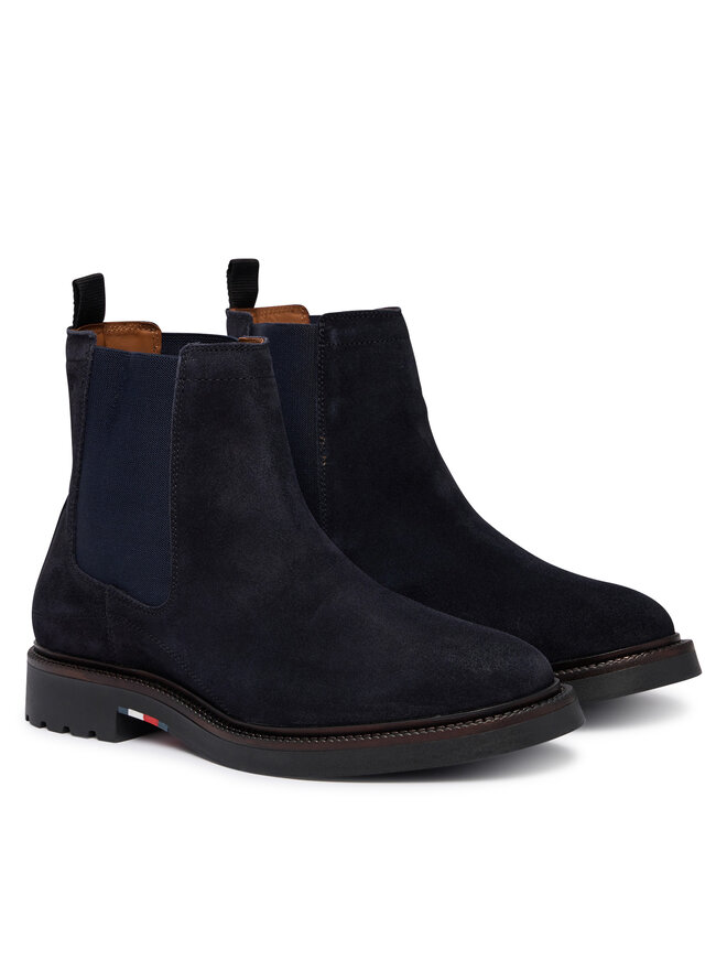 Tommy Hilfiger Klassische Stiefeletten Tommy Hilfiger Corporate Casual Suede Chelsea FM0FM05952 Dunkelblau