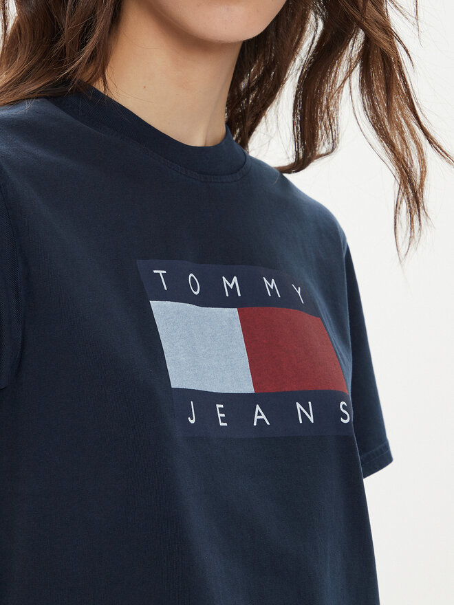 Tommy Jeans Tommy Jeans Marškinėliai Flag DW0DW18629 Tamsiai mėlyna Boxy Fit