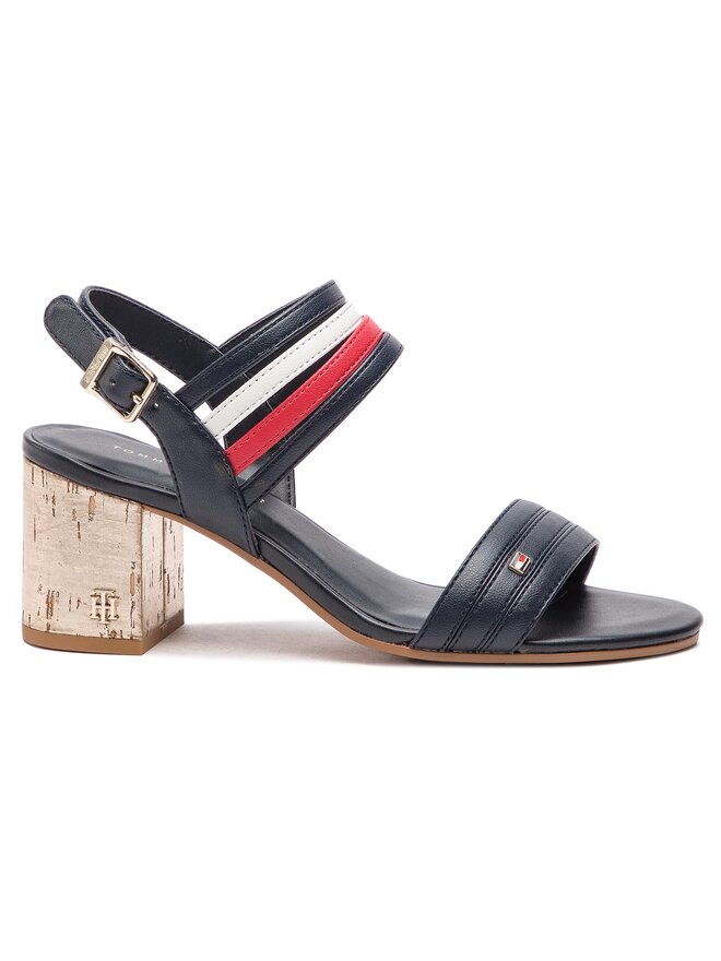 Tommy Hilfiger Sandales Tommy Hilfiger Strappy Mid Heel Sandal FW0FW03671 Tumši zils