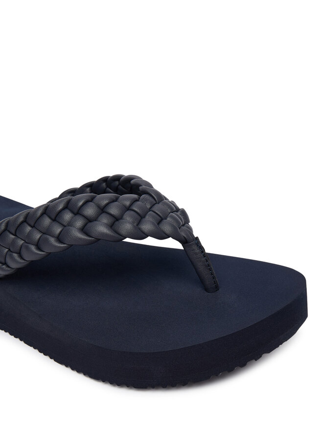Tommy Hilfiger Japonki Tommy Hilfiger Th Wedge Cornrow Beach Sandal FW0FW09037 Granatowy