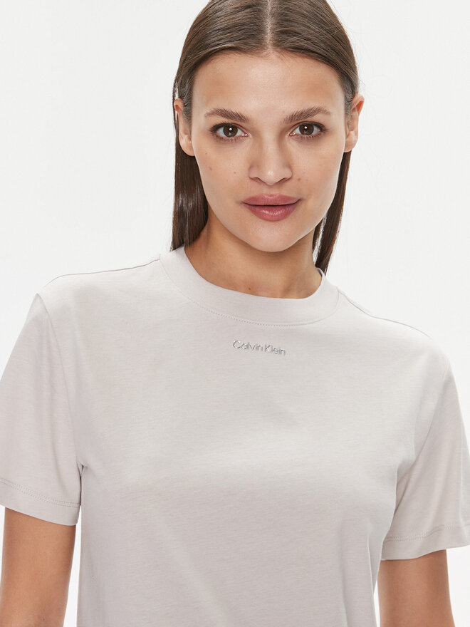 Calvin Klein Calvin Klein Camiseta Metallic Micro Logo T Shirt K20K206967 Beis Regular Fit
