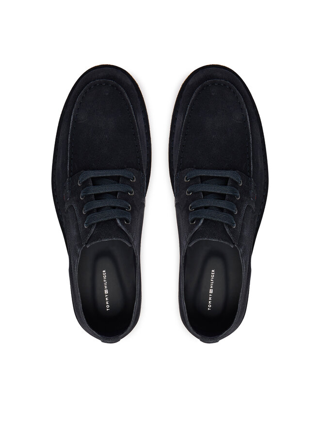 Tommy Hilfiger Halbschuhe Tommy Hilfiger Stitchdown Suede Derby FM0FM05841 Dunkelblau