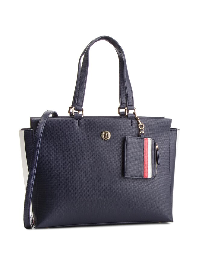 Handtasche Tommy Hilfiger Effortless Safiano Ew Tote AW0AW06375 Dunkelblau eschuhe