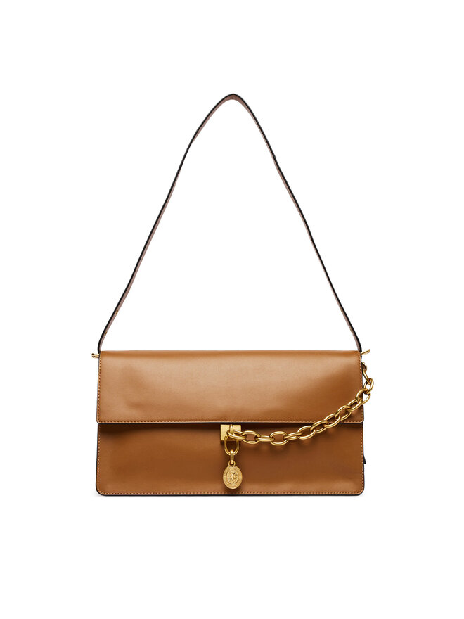 Tommy Hilfiger Handtasche Tommy Hilfiger Crest Leather Conv Shoulder Bag AW0AW19015 Braun