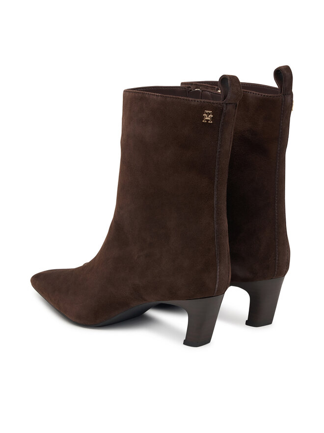 Tommy Hilfiger Stiefeletten Tommy Hilfiger Kitten Heel Suede Ankle Boot FW0FW09670 Dunkelbraun