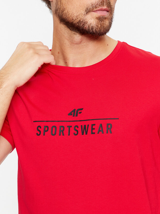 4F 4F Póló 4FAW23TTSHM0878 Piros Regular Fit