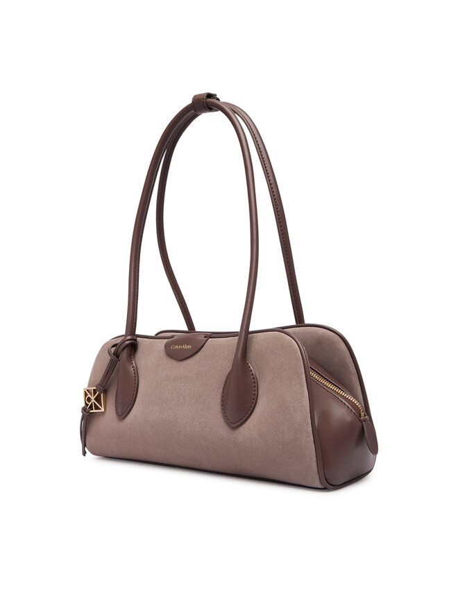 Calvin Klein Handtasche Calvin Klein Emblem Trio Suede Shoulder Bag LV04F3888G Beige