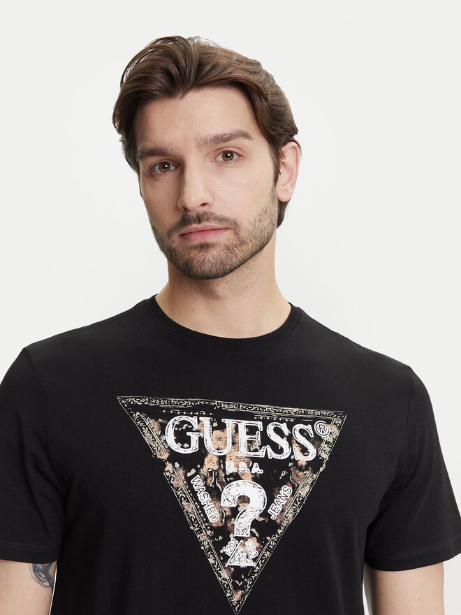Guess Guess Marškinėliai M5YI15 I3Z14 Juoda Regular Fit