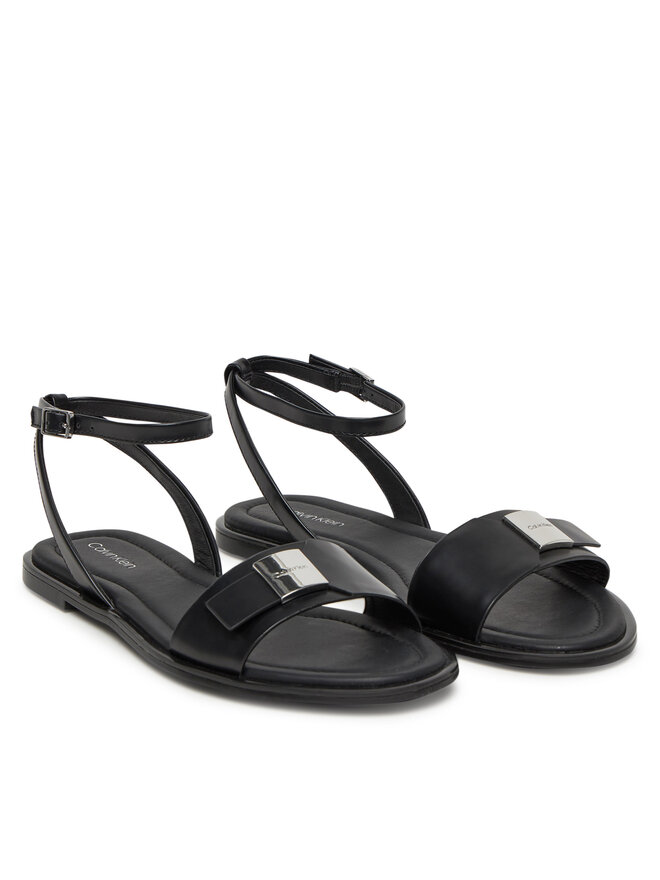 Calvin Klein Σανδάλια Calvin Klein Flat Sandal W/Ck Hw - Lth HW0HW02367 Μαύρο