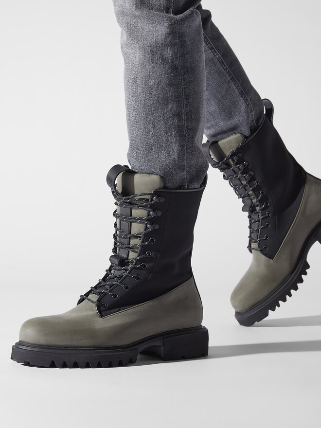 Rains Schnürstiefeletten Rains Show Combat Boot Neopren 22610 Grün