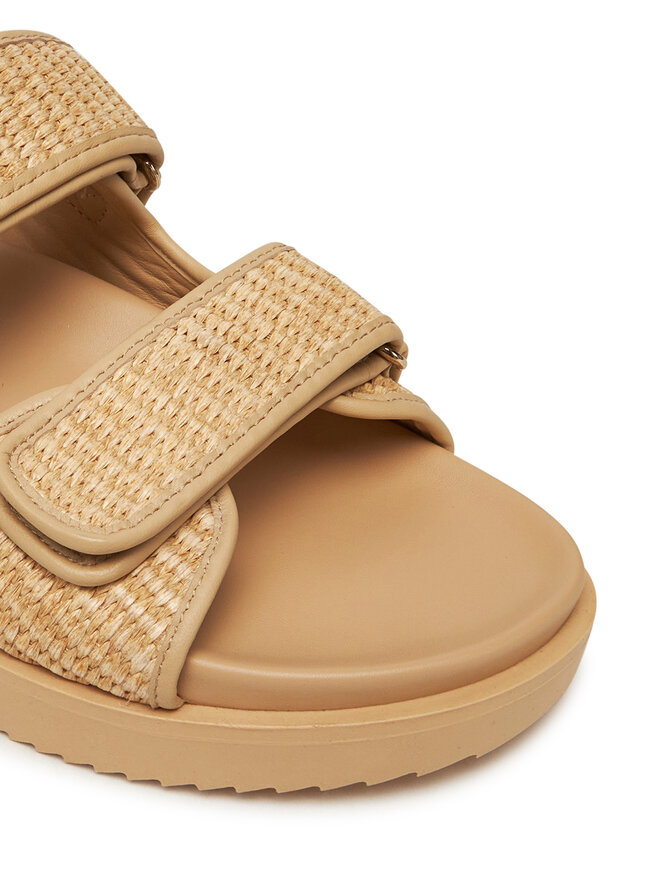 Tommy Hilfiger Klapki Tommy Hilfiger Double Strap Raffia FW0FW08940 Beżowy