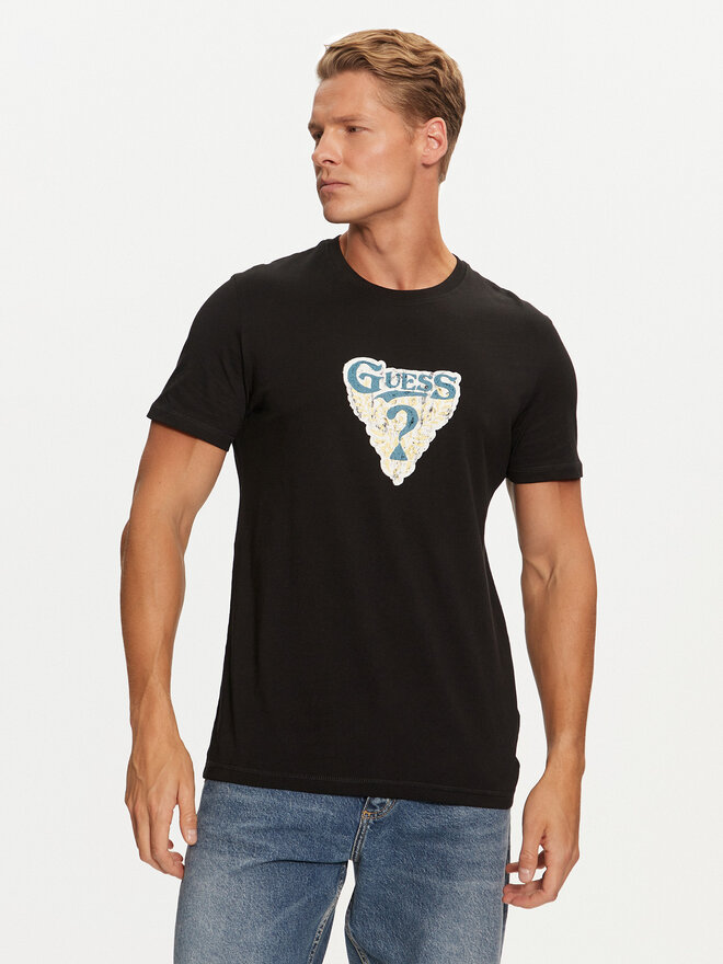 Guess Guess Marškinėliai M4BI44 I3Z14 Juoda Slim Fit