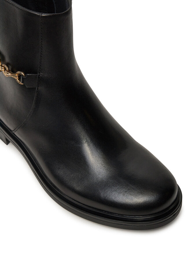Tommy Hilfiger Μποτάκια Tommy Hilfiger Th Chain Leather Low Bootie FW0FW08251 Μαύρο