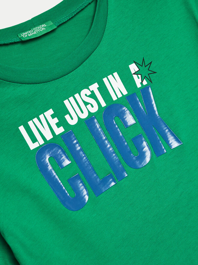 United Colors Of Benetton United Colors Of Benetton Marškinėliai 3096C10J6 Žalia Regular Fit
