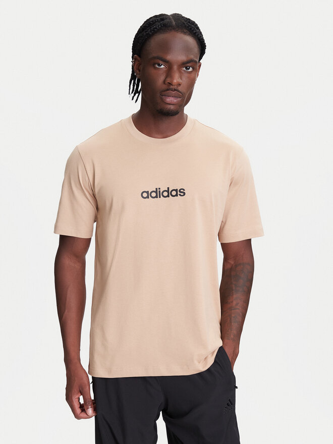 adidas adidas Marškinėliai Essentials Linear JX5709 Smėlio Regular Fit