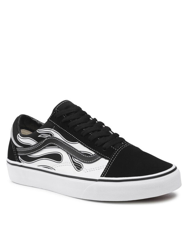 Vans flame black and white discount