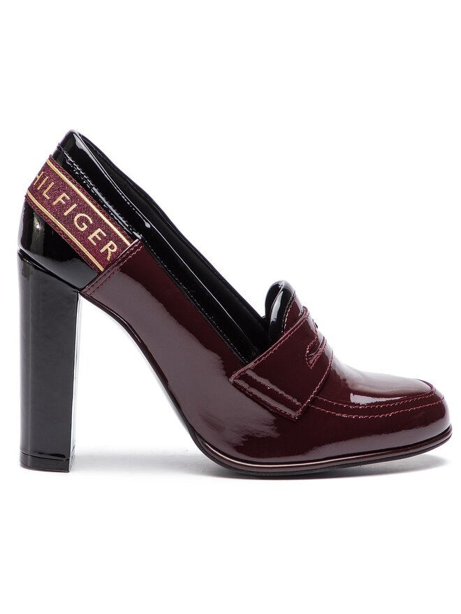 Tommy Hilfiger Halbschuhe Tommy Hilfiger Iconic Patent Loafer FW0FW04003 Dunkelrot