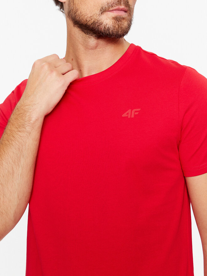 4F 4F Póló 4FAW23TTSHM0876 Piros Regular Fit