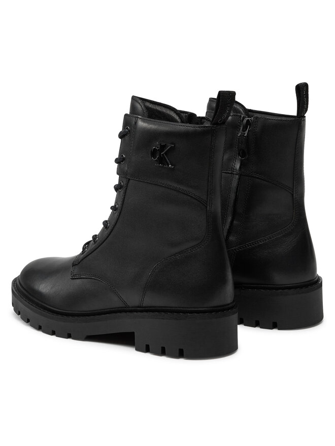Calvin Klein Jeans Ορειβατικά παπούτσια Calvin Klein Jeans Combat Boot Mid Zip Lth In Calf YW0YW01550 Μαύρο