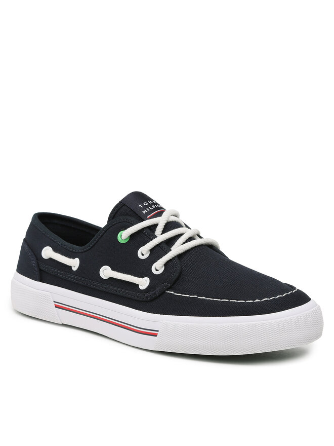 Tommy Hilfiger Sneakers aus Stoff Tommy Hilfiger Core Boat Shoe Canvas FM0FM04510 Dunkelblau