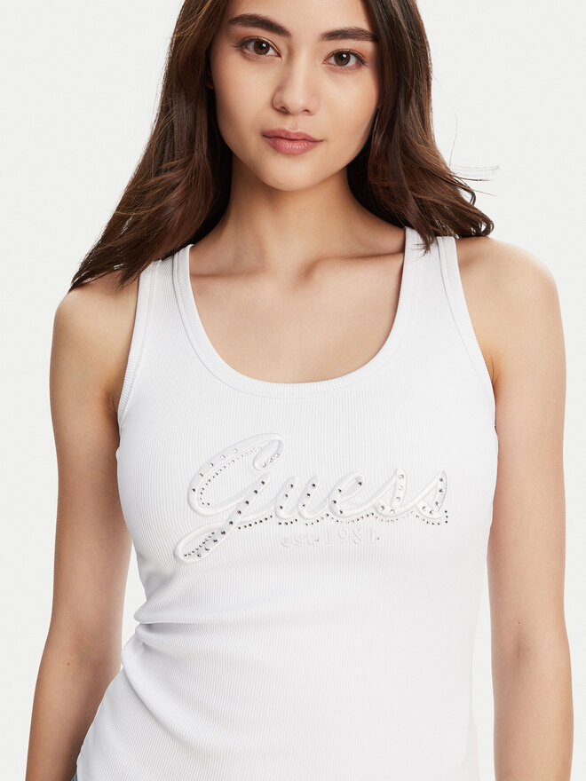 Guess Guess Τοπ W5YP00 KCXJ2 Λευκό Regular Fit