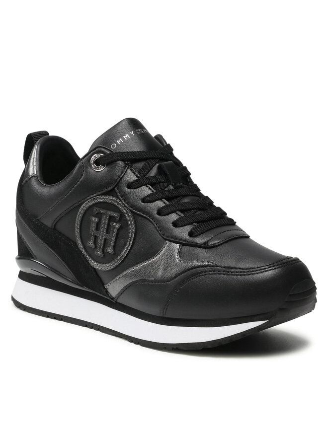 Sneakers Tommy Hilfiger Metallic Dressy Wedge Sneaker FW0FW05801 Noir chaussures