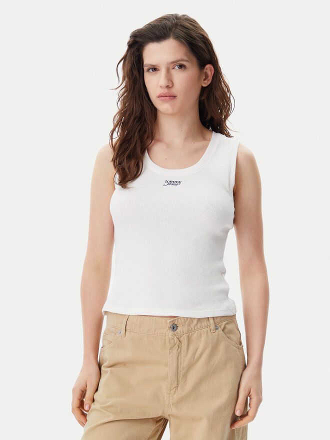 Tommy Jeans Tommy Jeans Top DW0DW21369 Weiß Slim Fit