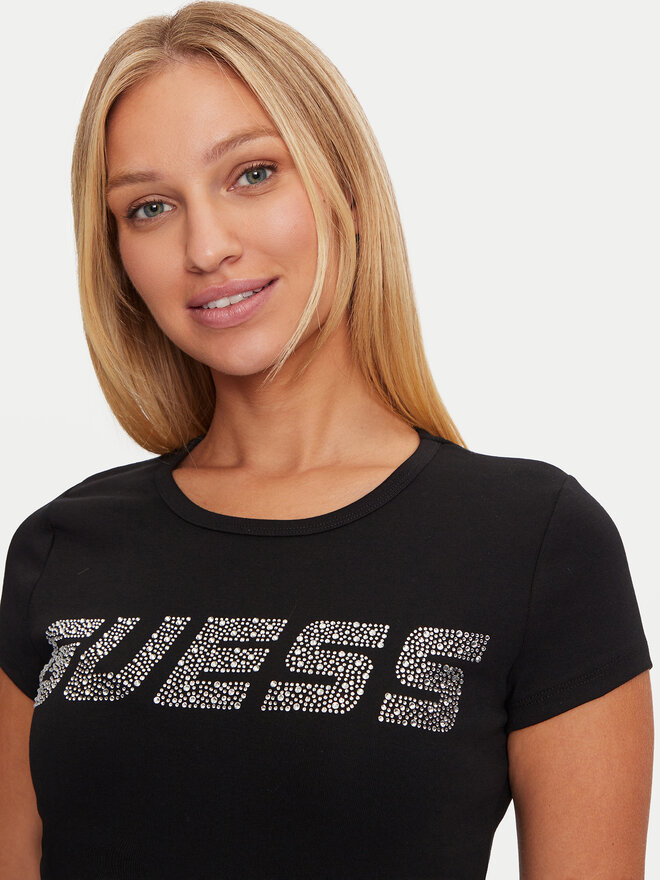 Guess Guess Majica V4BI16 KCIV1 Črna Regular Fit