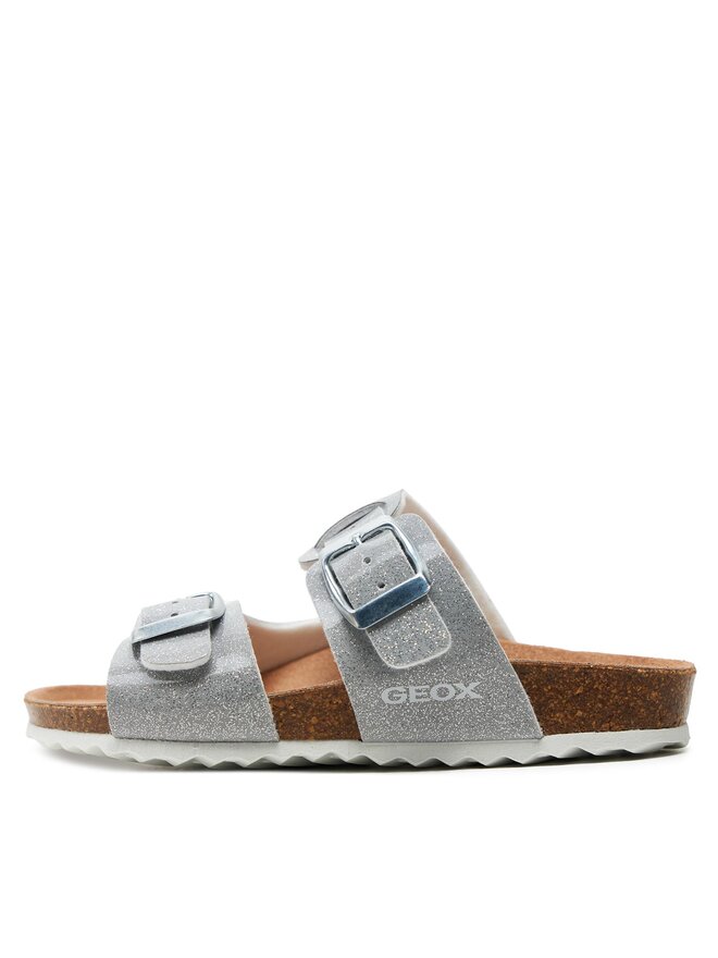Pantoletten Geox J Adriel Girl J358ME 000KC C1007 S Silberfarben ...
