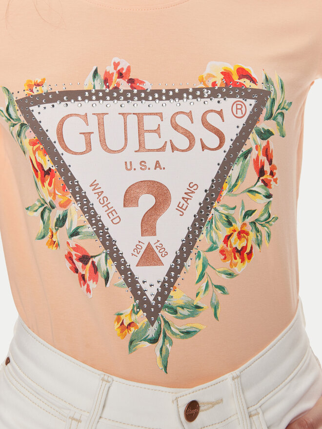 Guess Guess Póló W4GI24 J1314 Narancssárga Slim Fit