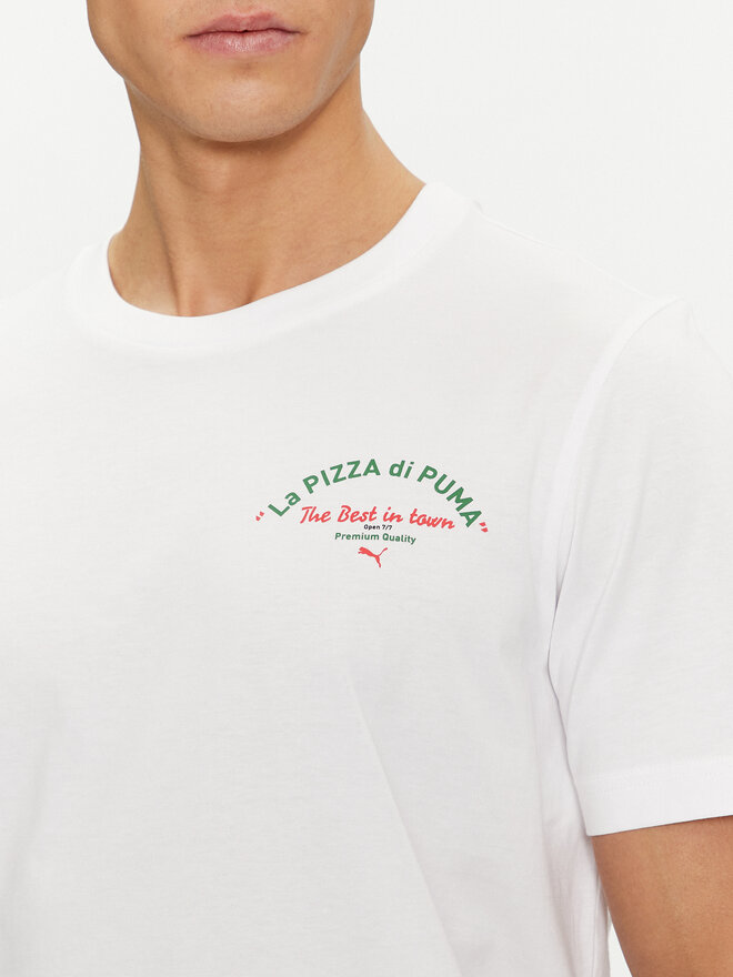 Puma Puma Marškinėliai Graphics Pizza 625415 Balta Regular Fit