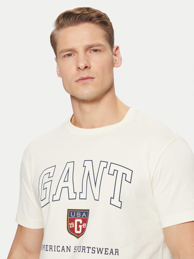 Gant Gant Marškinėliai 2003290 Écru Regular Fit